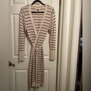 Sonoma Cream/Pink Striped Maxi Cardigan